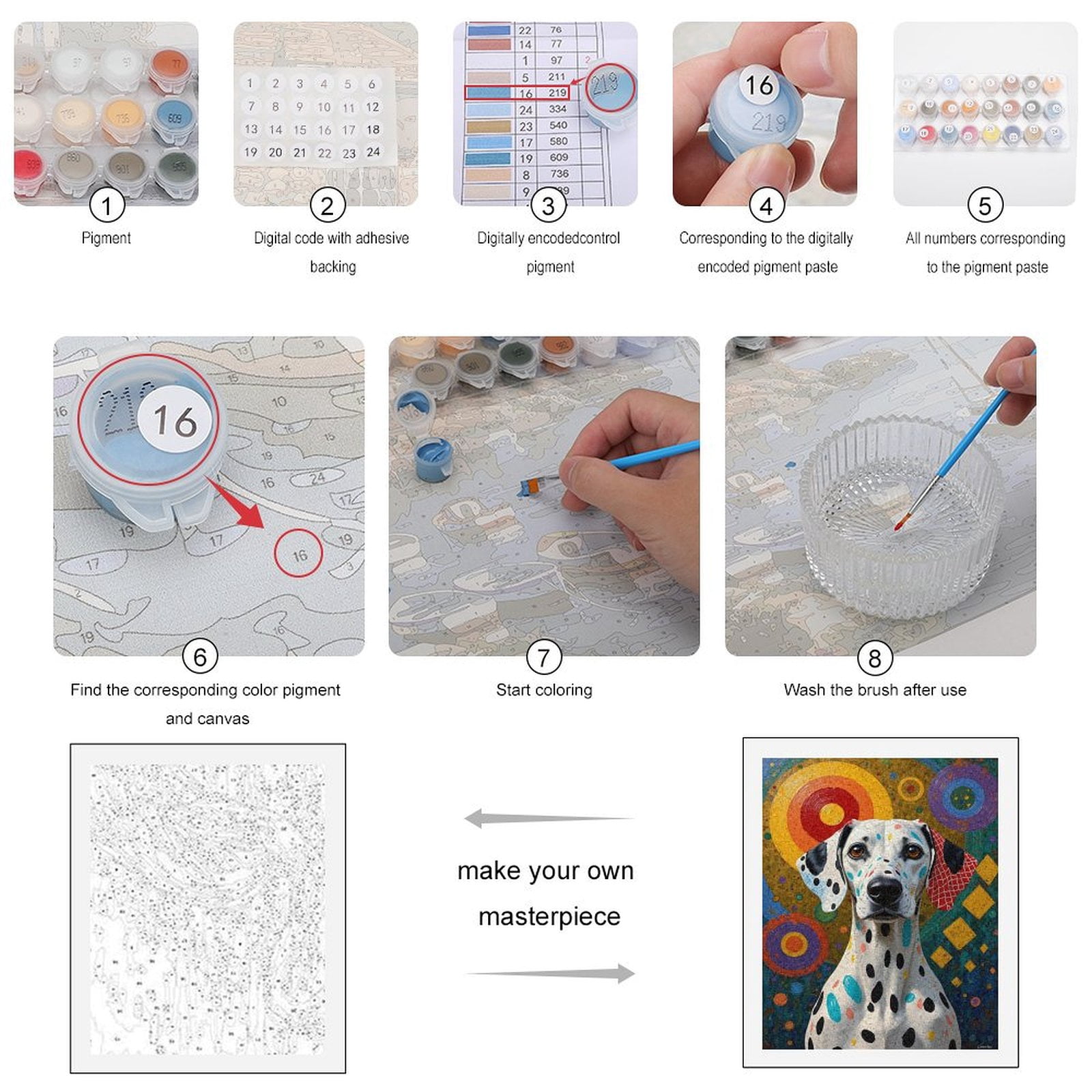 Paint By Numbers Kit for Adults Beginner - DIY Dalmatian Colorful Abstract Art Canvas Painting Kits for Adults, Frameless Paint By Number for Adults for Home Wall Decor 16x20 Inch