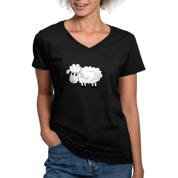 CafePress - Sheep T Shirt - Women's V-Neck Dark T-Shirt