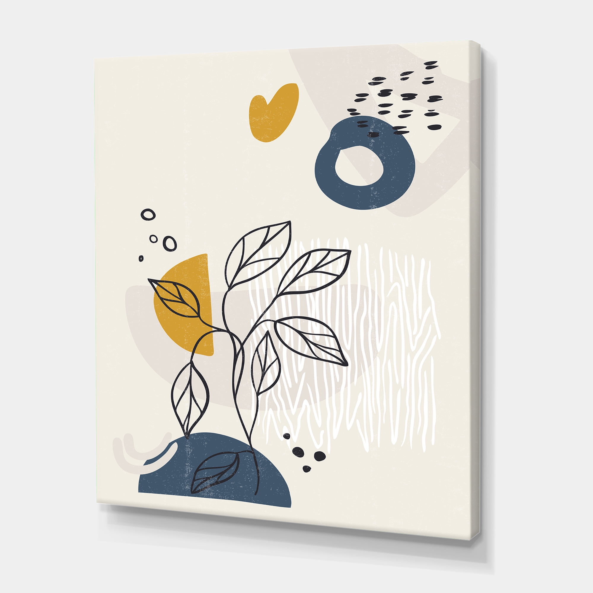 Designart ' Ancient Boho Art Minimalistic Flowers II ' Modern Canvas Wall Art Print