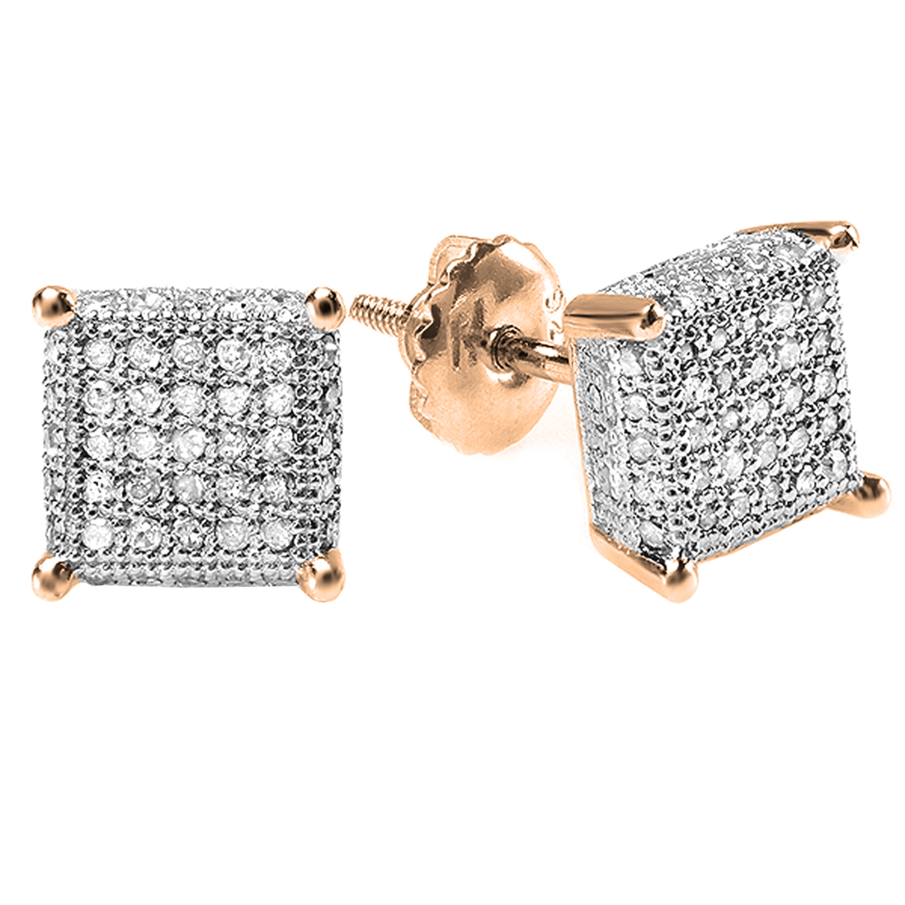 Dazzlingrock Collection 14K Princess Gemstone & Round White Diamond Ladies Square Shape Stud Earrings White Gold