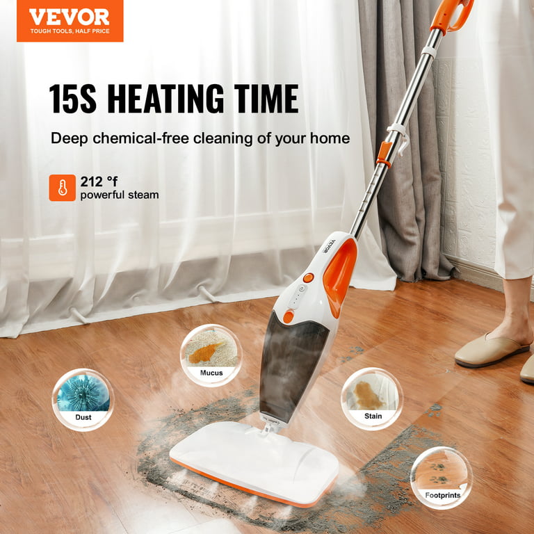 PurSteam Steam Mop Cleaner, Steam Mops for Floor Cleaning -  Hardwood/Tiles/Vinyl/Marble - Steam Cleaner for Kitchen, Multifunctional  Whole House