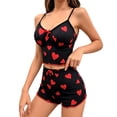 thumbnail image 2 of LIZUOJUN Pajamas For Women Set Heart Print Camisole Tops 2 Piece Sleepwear Summer Shorts Loungewear Soft Breathable Lightweight Cozy Home Pajamas - L, 2 of 4