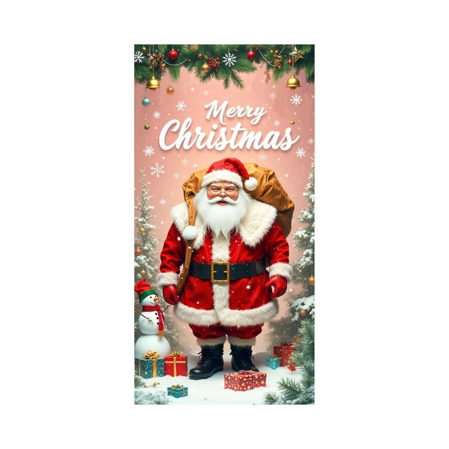 Decoraciones de Navidad Cubierta de Puerta de Navidad de 35 X 72 Pulgadas Cortina de Puerta de Navidad Decoración de Puerta Y Pared Del Día de Navidad Decoración de Fiesta de Vacaciones Decoraciones D