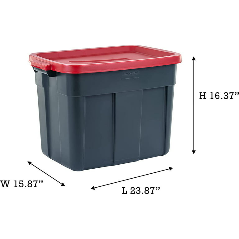 Rubbermaid Roughneck 18 Gal Holiday Storage Tote, Green & Red (6 Pack)