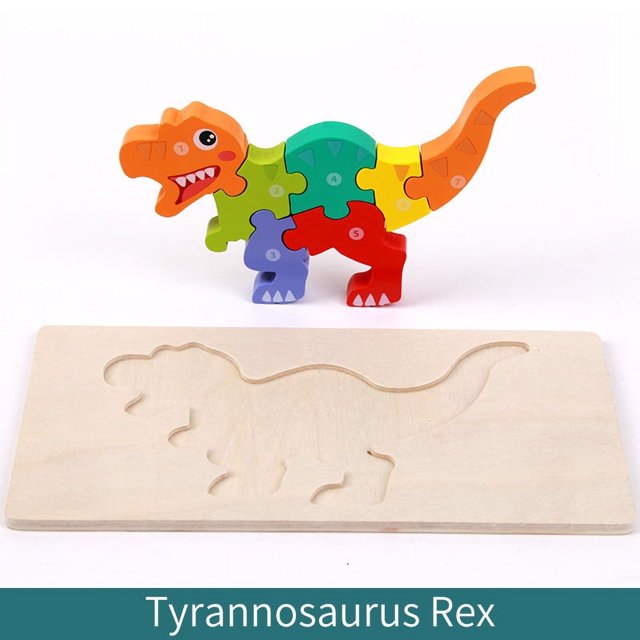 Juguetes educativos cognitivos de madera para educación temprana para niños, rompecabezas estéreo 3D con formas de animales de madera que se acumulan y combinan