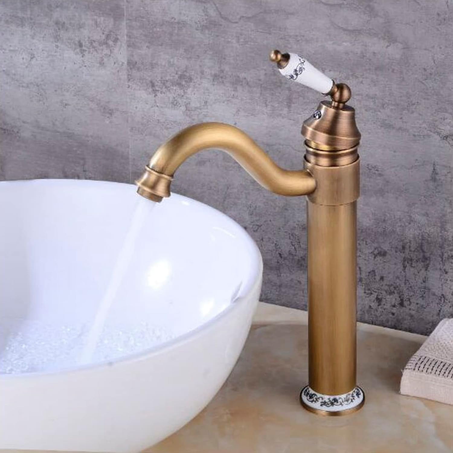 Vintage Bathroom Faucet, 360° Swivel Bathroom Sink Faucet, Antique Brass, Single Handle Bathroom Faucet, Cold/Hot Water Basin Tap, Black