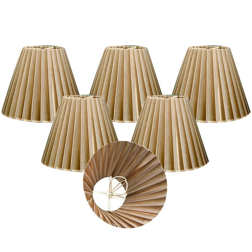 Royal Designs Antique Gold Organza Empire Chandelier Lamp Shade, 3" x 6" x 4.5", Clip On-Set of 6