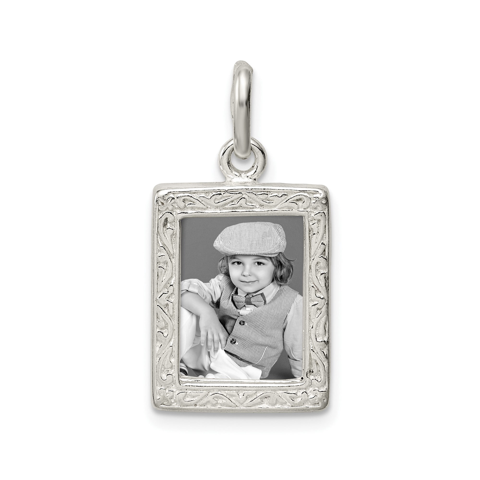 Sterling Silver Rectangular Photo Pendant Necklace with Border, Custom Locket for Women or Unisex, Memory Keepsake Jewelry, Symbolic Family Love Frame Charm