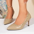 thumbnail image 4 of Women High Heels Pumps Studded Rivet Party Wedding Shoes Women's Stilettos Pointed Toe Closed Slip On Casual Party Prom Dress Shoes, 4 of 9