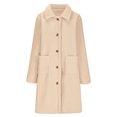 thumbnail image 4 of Lovskoo Women's Winter Fleece Sherpa Jacket Button Down Pockets Long Sleeve Lapel Casual Trendy Outerwear Solid Color Warm Long Coat Beige, 4 of 7