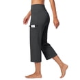 thumbnail image 6 of Hearthz Women Capris for Summer High Waisted Wide Leg Cropped Yoga Pants Soft Comfy Lounge Capris Leggings for Women Dark Gray XXL, 6 of 7