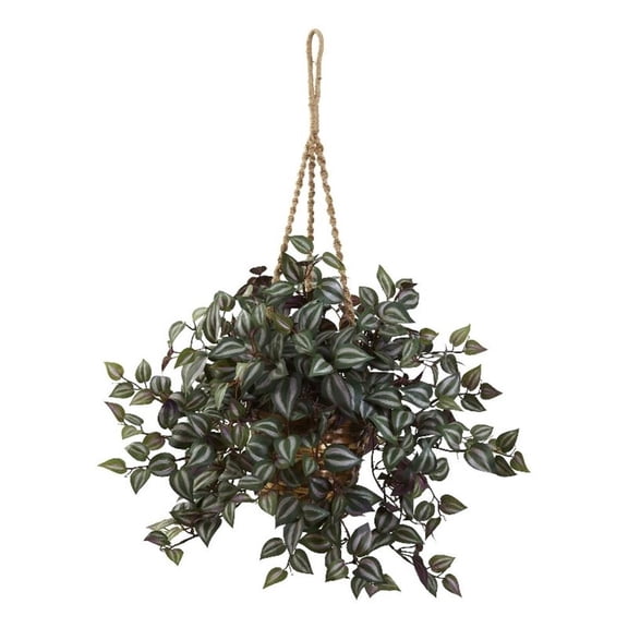 Nearly Natural Wandering Jew Artificial Plant in Hanging Basket, Green