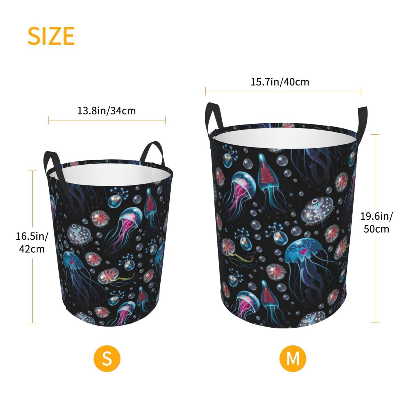 Large Laundry Basket with Handles - Dreamy Jellyfish Kids Baby Dirty Clothes Laundry Hamper for Bedroom Aesthetic