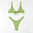 thumbnail image 4 of Sngxgn Women Bikini Set Solid Color Triangle Two Piece Swimsuit(Green,XS), 4 of 4