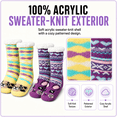 thumbnail image 3 of Muk Luks Kids Jacquard Knit Character Cabin Socks, 2 Pack, Soft Sole with Silicone Grippers, YLW/PRPL, S/M, 3 of 8