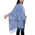 thumbnail image 3 of Women's Fashion Tassel Scarf, Retro Blue Dream Long Shawl, Lightweight and Warm, 3 of 9