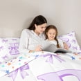 thumbnail image 4 of Homewish Purple Ribbon Letter B Bedding Comforter Set 7pcs, Cartoon Cute Monogrammed Queen Bedding Sets, Fairy Tale Theme Reversible Queen Sheet Sets, Breathable Home Decor, 4 of 7