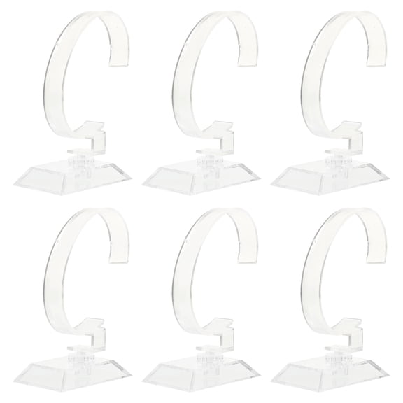 WRITWAA Clear Plastic Watch Display Stand White Scratch-Resistant Holder for Stylish Storage 6 Pieces