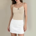 thumbnail image 5 of Womens Cami Tank Tops Spaghetti Strap Floral Lace Sleeveless Ribbed Summer Casual Crop Top( Beige, Free Size ), 5 of 5
