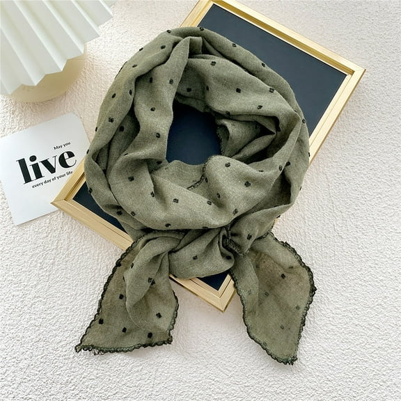 BLTIBY Cotton Linen Head Scarf for Women Embroidered Triangle Neck Scarf Headwrap Fashion Lace Hair Accessory for Party Green One Size