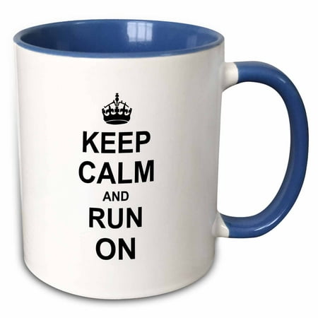 3dRose Keep Calm and Run on - carry on running - track Runner athlete gifts - fun funny humor humorous - Two Tone Blue Mug,