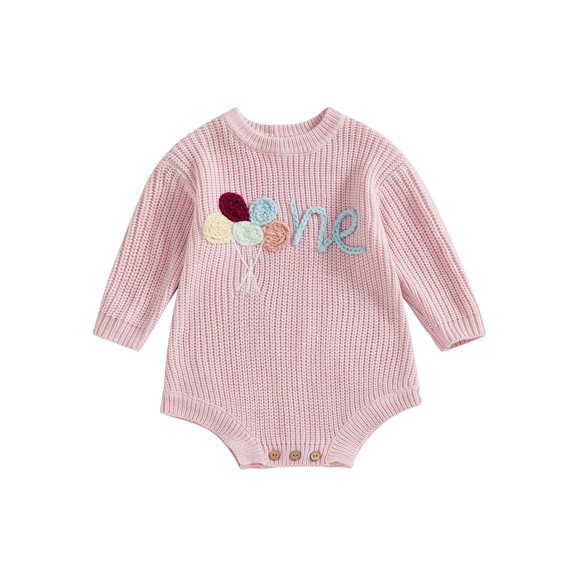 Rovasas Baby Sweater Romper Long Sleeve Embroidery Bodysuit Birthday Outfit