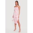 thumbnail image 2 of Women's Mesh Overlay Side Ruched Side Slit Midi Dress, 2 of 3