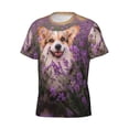 thumbnail image 3 of Rocae Dog in Lavender Flowers for Men's Moisture-Wicking Crew Tee - T-Shirt for Sports, Outdoor Activities, and Casual Wear3X-Large, 3 of 9