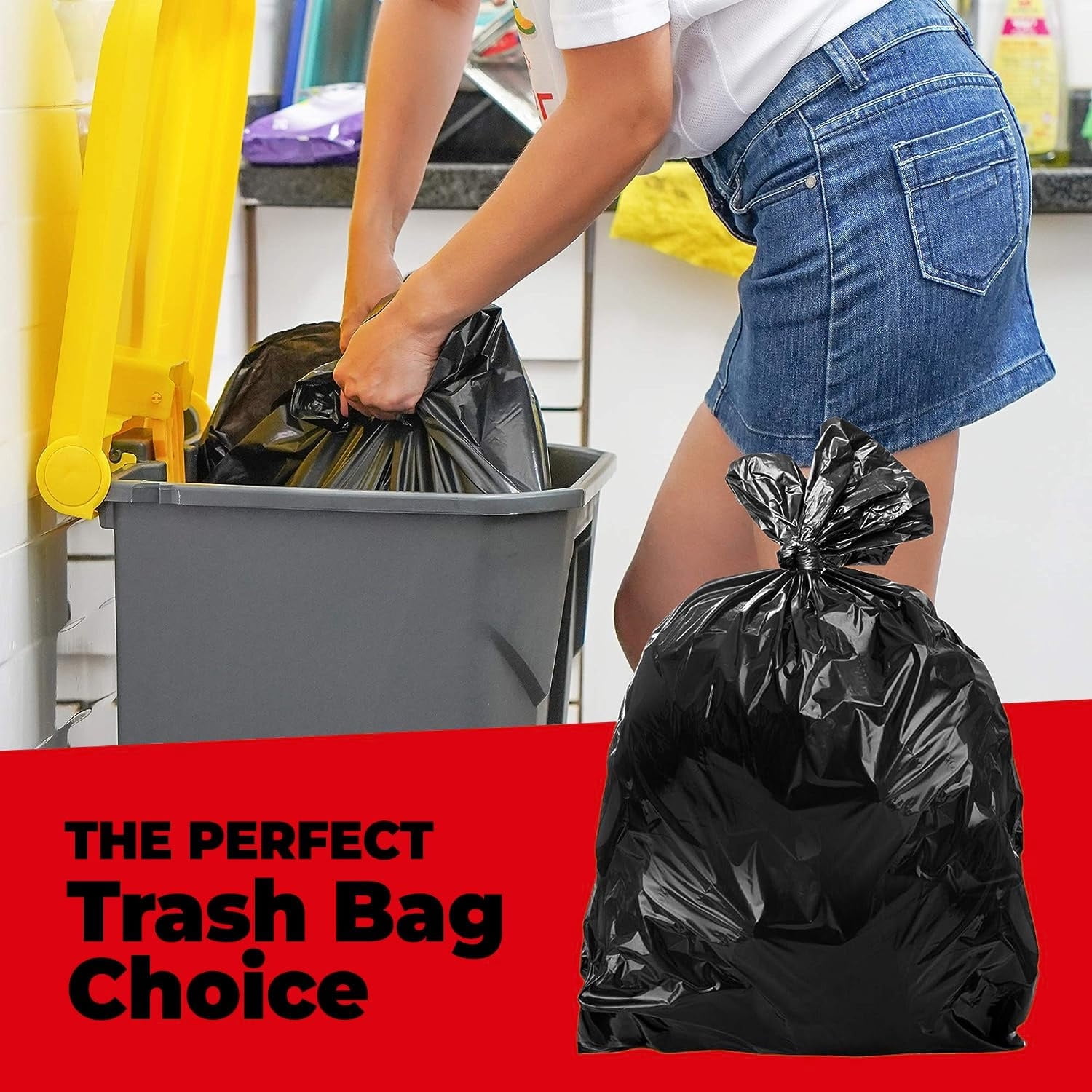 55 Gallon Trash Bags, 2.5 Mil Contractor Bags - 50 Count, Large 55-60 Gallon Trash Can Liners, Black Contractor Garbage Bags, 38 x 58"