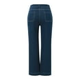thumbnail image 5 of Jeans for Women Trendy Mid Waisted Casual Comfortable Jeans Washed Stretch Flared Wide Leg Pants Solid Color Denim Pants Travel with Pockets Blue XXL, 5 of 6