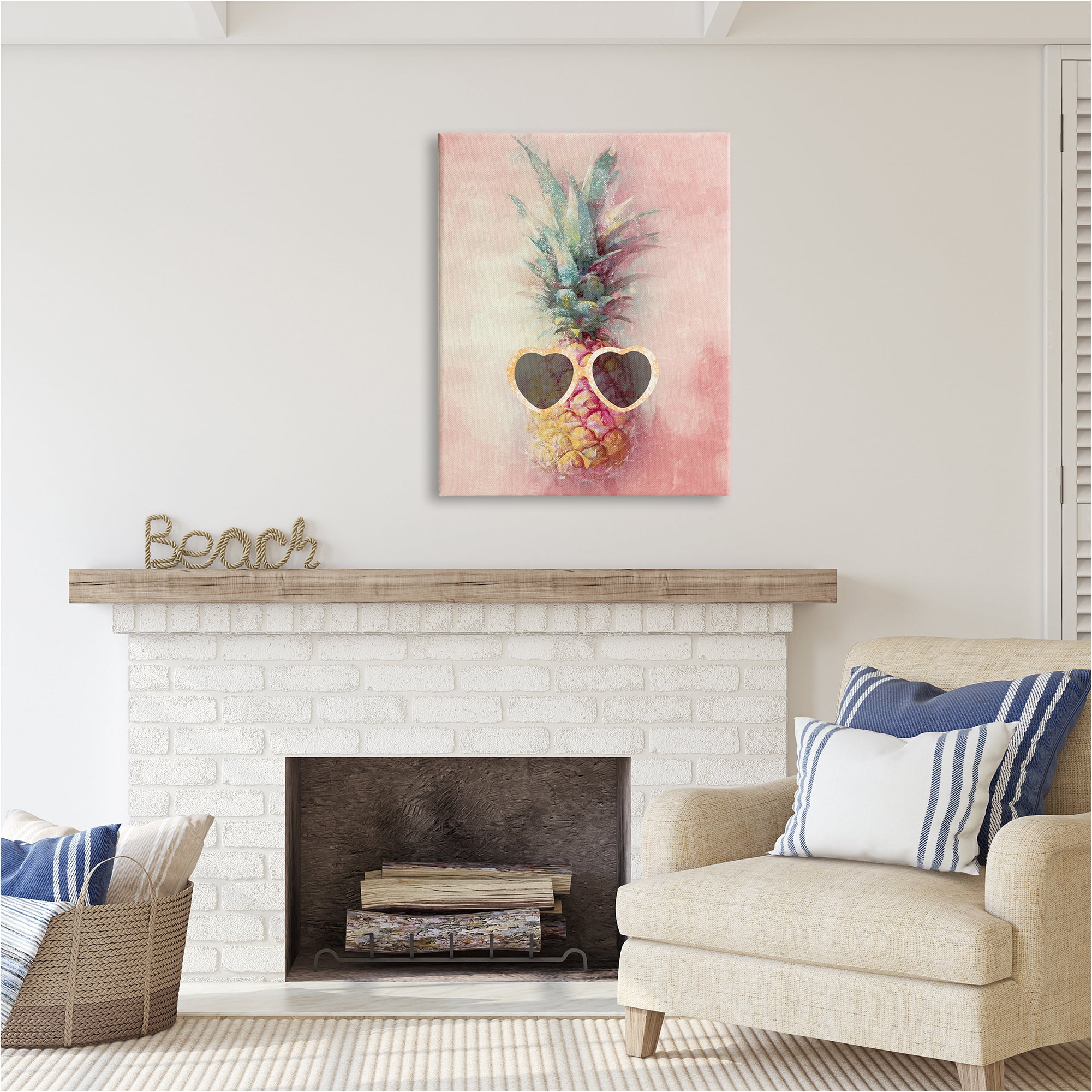 Stupell Industries Glam Pineapple & Sunglasses Food & Beverage Painting Gallery Wrapped Canvas Art Print Wall Art, 30 x 40