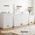 thumbnail image 6 of Ktaxon Fluted 6 Drawer Double Dresser Wood Dresser Storage Cabinet Drawer Organizer Chest of Drawers for Bedroom, White, 6 of 11