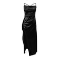 thumbnail image 4 of EliteGoogv Womens Slip Dresses Spaghetti Strap Off Shoulder Long Dresses For Women Side Slit Flowy Fit Summer Dresses Date Night Vacation Party Dresses Black, 4 of 5