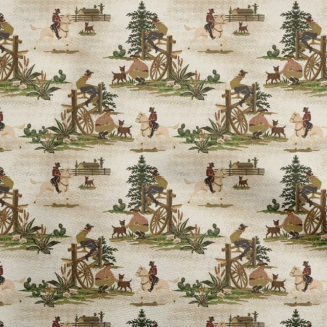 oneOone Polyester Spandex Brown Fabric Cowboy Sewing Craft Projects Fabric Prints By Yard 56 Inch Wide-aB