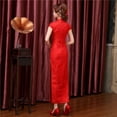 thumbnail image 2 of Etiqueta de bienvenida Cheongsam para mujer Vestido largo rojo ajustado mejorado para brindis Boda de novia, 2 of 5