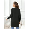 thumbnail image 2 of CALIPESSA Drop Shoulder Cable Knit Pocket Patched Casual Long Sleeve Black Cardigan For Womens, 2 of 5