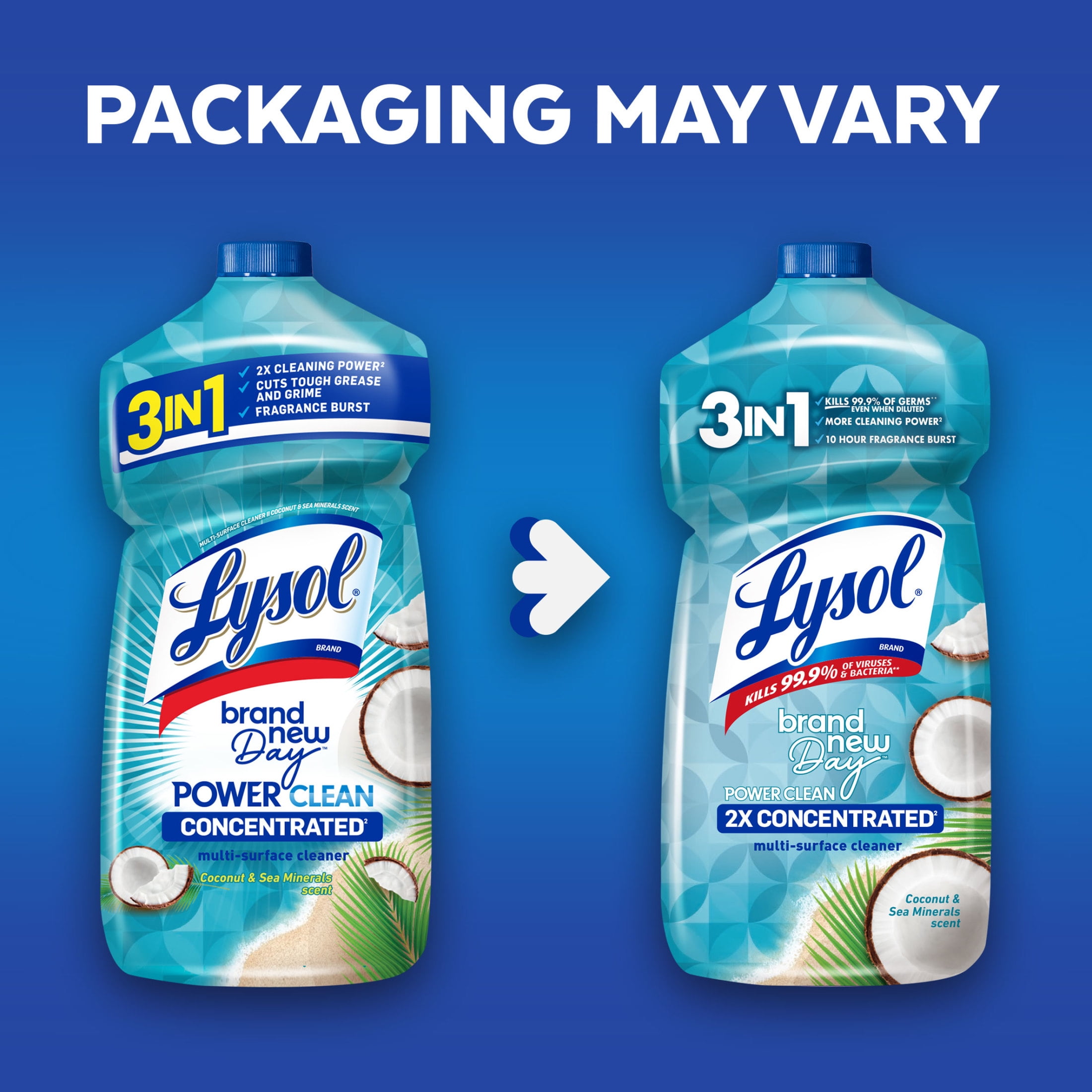 (9 pack) Lysol All Purpose Cleaner, 2X Concentrated Multi-Surface Disinfectant Floor Cleaner for Mopping Solution, for Bathroom & Kitchen, Coconut & Sea Minerals, 28 fl oz