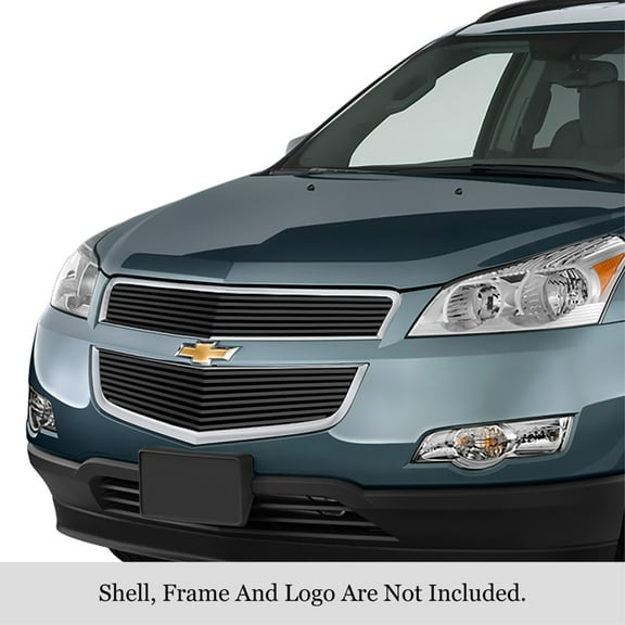 2009-2012 Chevy Traverse Stainless Steel Black Powder Coated Finish 8X6 Horizontal Billet Black Stainless Steel Billet Grille