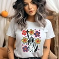 thumbnail image 2 of Liberty Flower Power T-Shirt for Women, Retro USA Statue of Liberty Graphic Tee, Black, Size L, 2 of 6