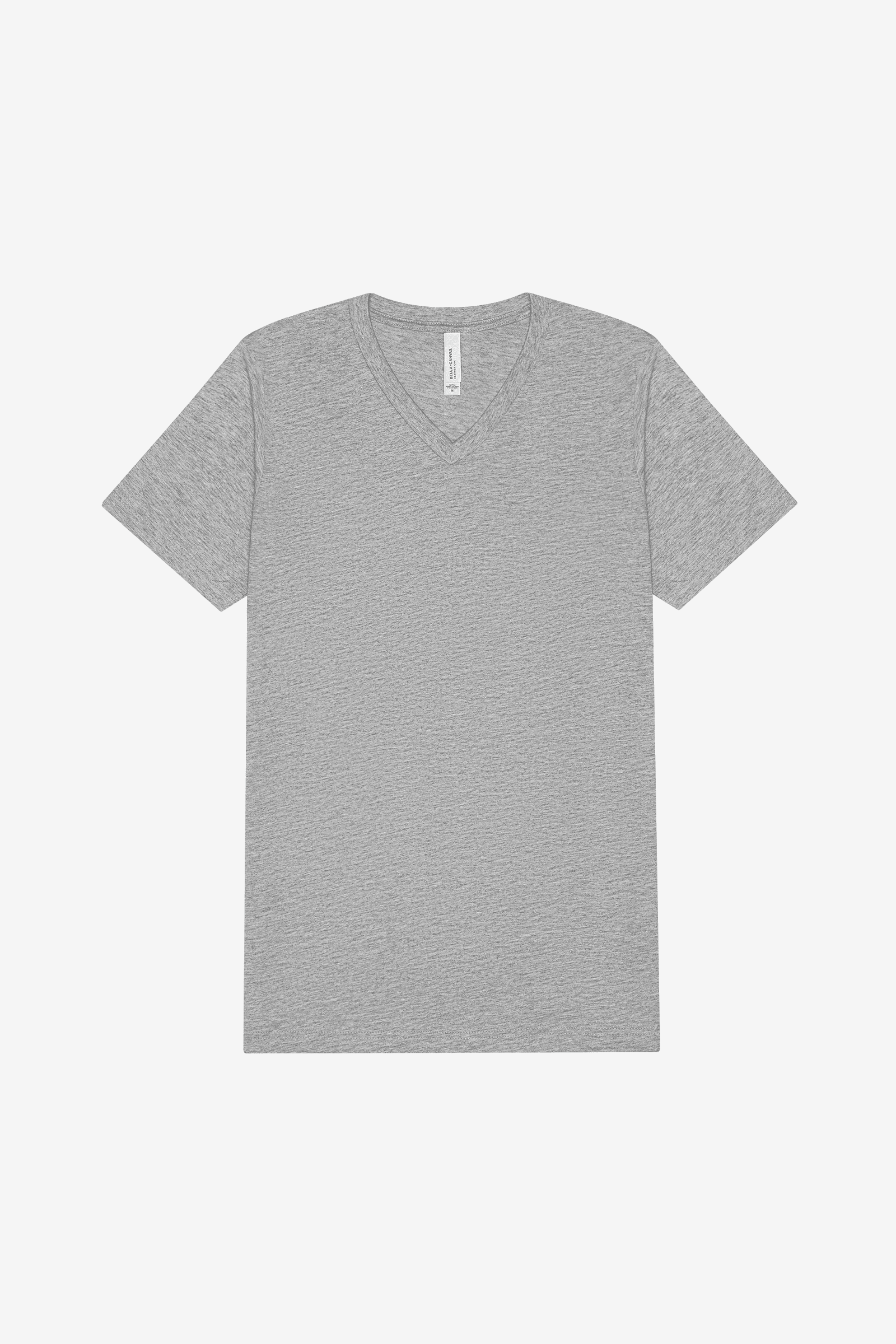 BELLA+CANVAS Adult Short Sleeve V-Neck Personalized T-Shirt, Create your own Designs, Athletic Heather, Grey, Large, Unisex