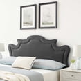 thumbnail image 2 of Headboard, King California Size, Charcoal Grey Gray, Velvet, Modern Contemporary Mid-Century French Country, Mid Century Bedroom Master Guest Suite Room, 2 of 9
