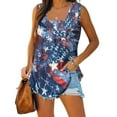 thumbnail image 2 of Wycnly 4th of July Tank Top for Women Breathable Comfy Pleated Hem Shirts Independence Day Tunic Vest Summer US Flag Print Square Neck Sleeveless Fashion Blouses Blue l, 2 of 4