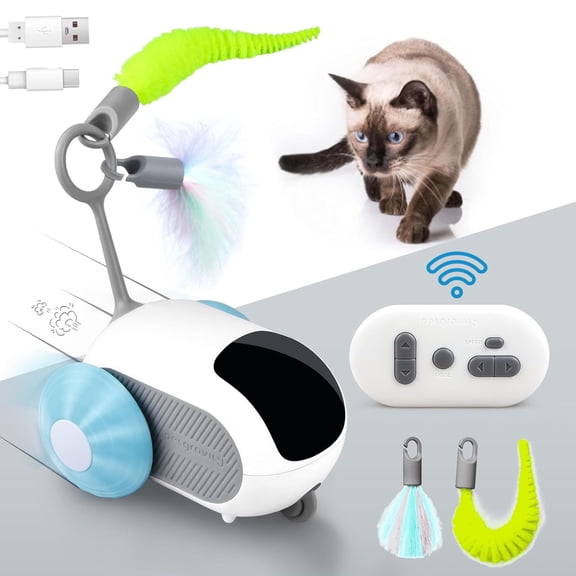 Interactive Cat Toy for Indoor Cats, Interactive Cat Toy with 2-Speed Remote Control,Remote Control Cat Toy, USB Rechargeable Automatic Cat Exercise Toys for Bored Indoor Adult Cats Kittens
