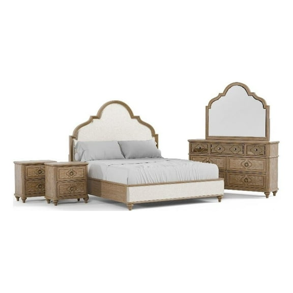 Furniture of America Weile Wood King 5-Piece Bedroom Set in Oak