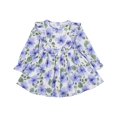 thumbnail image 1 of Cathalem Robe Fille Manches Longues Ourlet en Tulle Manches à Volants Robe Midi, Bleu 24 Mois, 1 of 5