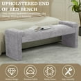 thumbnail image 6 of 58.7" Linen End of Bed Bench Upholstered Modern Bedroom Bench for Living Room & Entryway,Footrest Ottoman Accent Window Bench with Solid Wood Frame & Curved Arm, Gray, 6 of 10