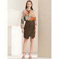 thumbnail image 3 of INSPIRE CHIC Women's A-Line Front Slit Knee Length Wrap Faux Suede Skirt S Dark Brown, 3 of 6