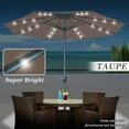thumbnail image 5 of Sunny 9' Aluminum Solar Powered Patio Umbrella 24 LED Light Parasol Sunshade with Crank (Taupe), 5 of 11