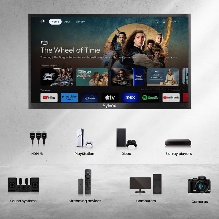 Sylvox 43 Inch Outdoor TV, 4K Waterproof Smart TV with Google TV
