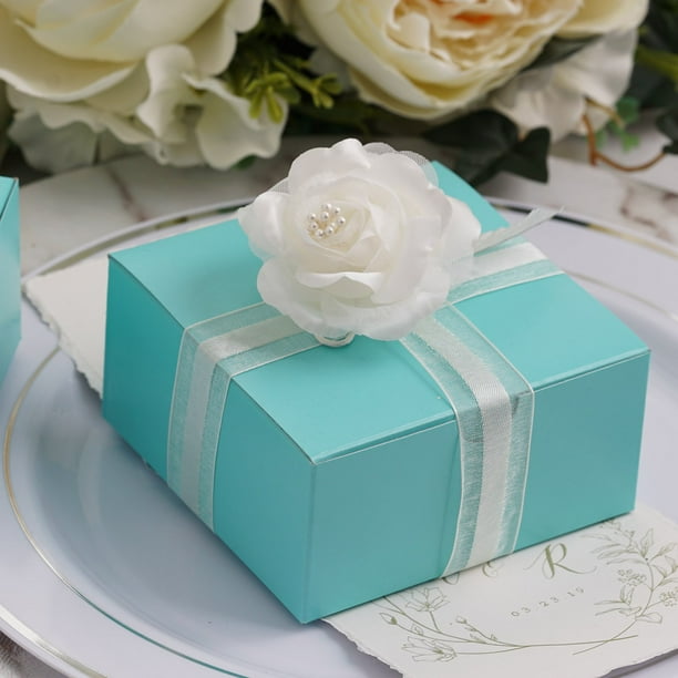 Efavormart 100pcs of 4x4x2 Turquoise Cake Box for Candy